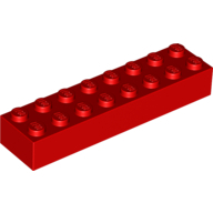 Lego kostka (kostička) 2x8, červená (300721, 6036408)